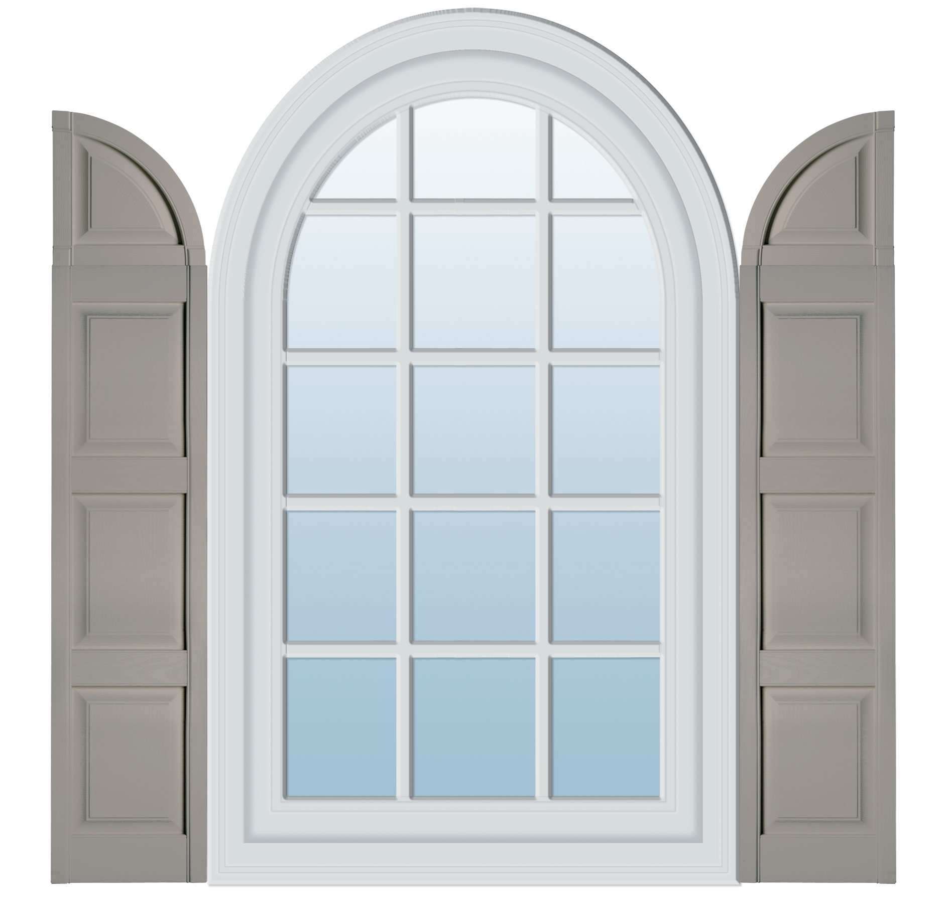 Specialty Panel Shutters with Quarter Round Archtop